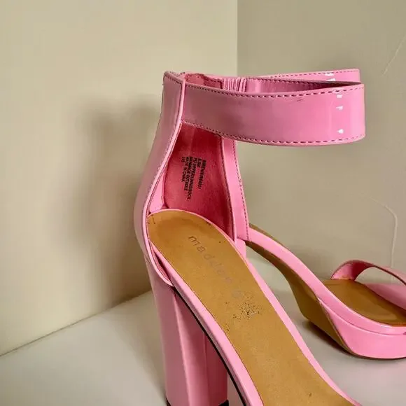 Madden Siren Pink Patent Platform Block Heel Sandals Women’s 8.5 Barbiecore - Picture 12 of 16